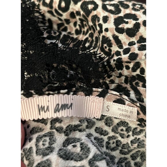 Mi Ami Tank Top Womens Small Black White Leopard Print Lace Cami Shirt - Picture 5 of 7